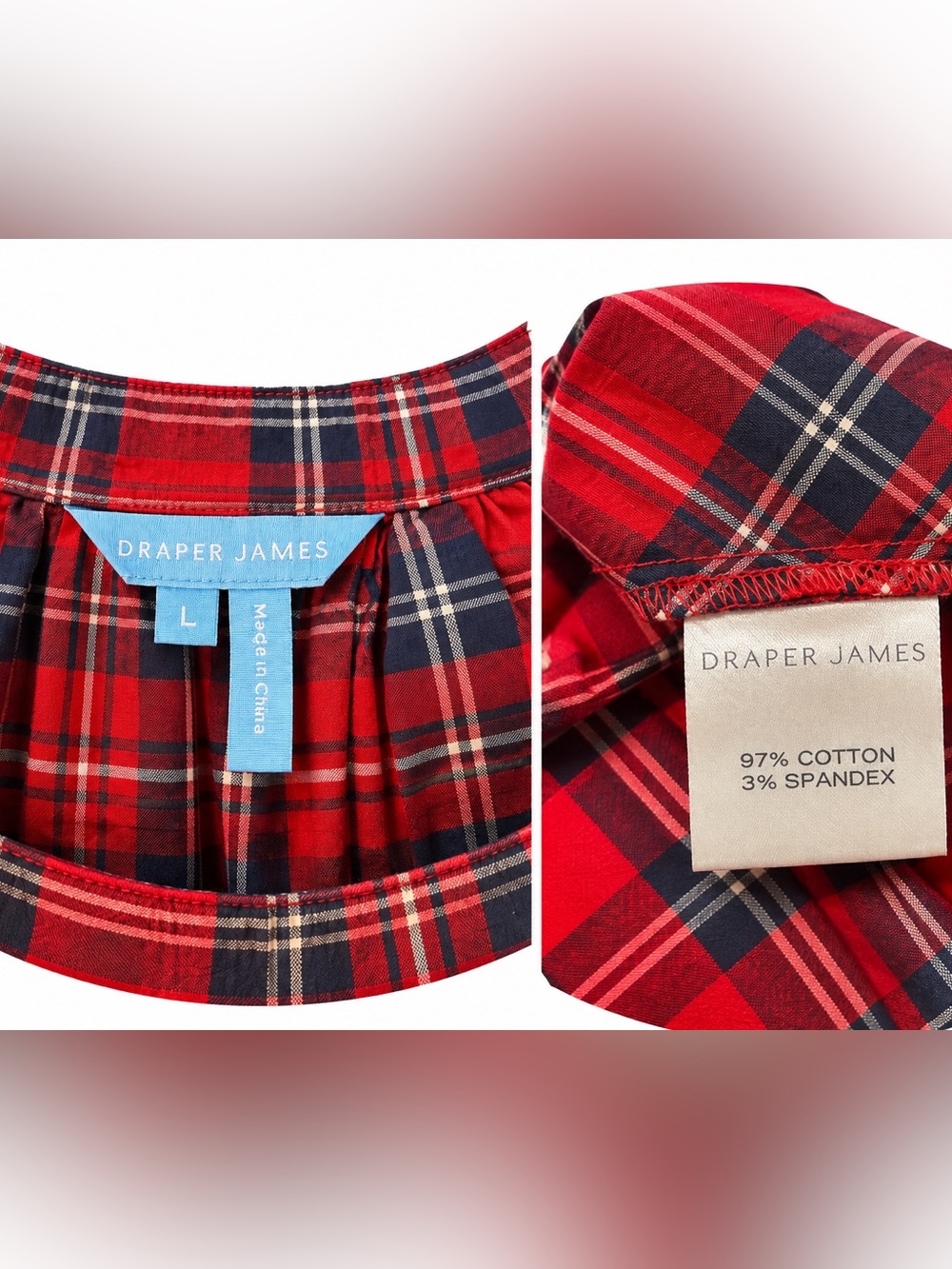 Draper James Red Plaid Tartan Bell Sleeve Dress Size L - Picture 5 of 5